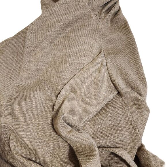 Tristan Long Belted Cardigan Tan Wool Blend Open Front Women's Size Medium - Picture 6 of 10